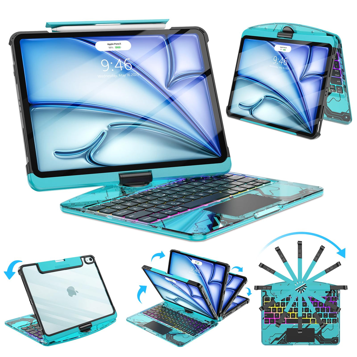 SIBEITU Clear Keyboard Case for iPad Pro 13 Inch M5 2025 M4 2024, White