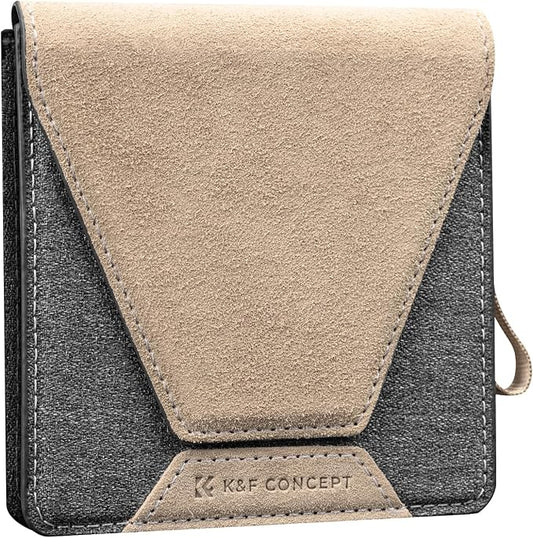 K&F CONCEPT Lens Filter Case 1 Pocket, Leather Carrying Filters Bag Pouch for Square ND CPL etc Filters up to 100x100mm, Designed NANO-X Series Square Bracket 100mm