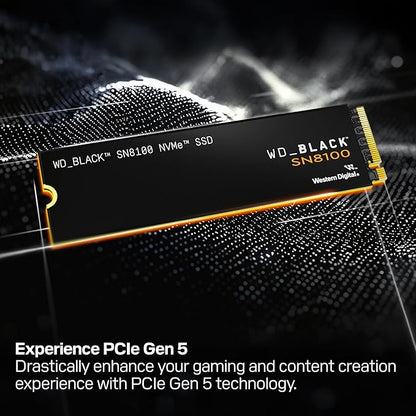 WD_BLACK 1TB SN8100 NVMe SSD Internal Solid State Drive - Gen 5 PCIe 5.0x4, M.2 2280, Seq. Read Speeds Up to 14,900 MB/s, Best for AI Applications, Gaming, and Video Editing - WDS100T1X0M