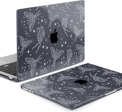 MEEgoodo Case for MacBook Air M4/M3/M2 13.6 inch 2025 2024 2022, Fit Model A3240 A3113 A2681, Compatible with MacBook Air 13 inch, Laptop Hard Shell Case with Keyboard Cover, Butterflies & Space