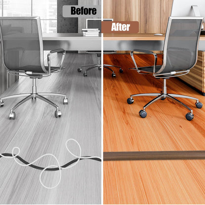 Floor Cord Cover Cable Cavity Self Adhesive Cord Hider Floor 10FT Floor Cable Management Power Cord Protector Floor Electric Cord Covers for Offices, Gym, Exhibitions (Misty Brown Wood, 1.18" x 20')