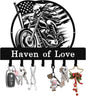 Personalized Skull Motocycle Key Holder Wall Mount, Custom Metal Key Rack Key Holder with Name, Deer Cabin Wall Keys Hanger with Hooks for Entryway, Front Door, Hallway, Kitchen, Living Room