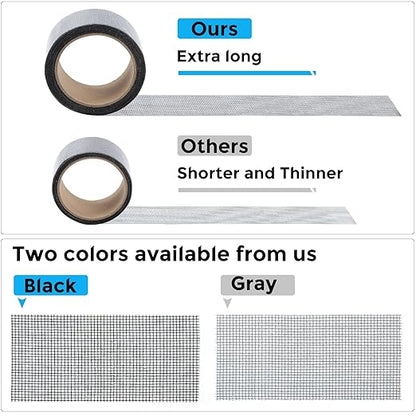 Grey Window Screen Repair Tape, 2IN X 10FT Screen Repair Kit for Windows or Doors, Strong Adhesive Fiberglass Mesh Patch Tape
