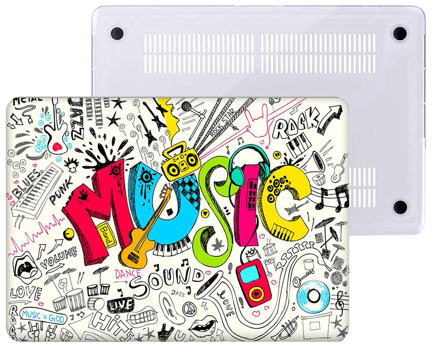 Creativity Music Laptop Shell Compatible with MacBook Air 13 Inch Case 2017 2016 2015 2014 2013 2012 2011 2010 A1466/A1369, AMCJJ Plastic Hard Cover Shell Case & Keyboard Cover &Screen Protector