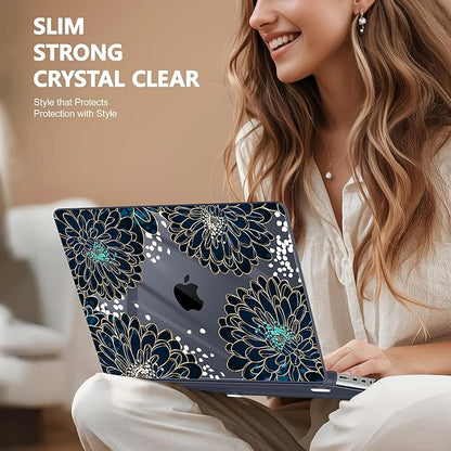 for MacBook Pro 16 inch Case 2021 2022 2023 2024 Release A3186 A3403 M4 A2991 M3 A2780 M2 A2485 M1 Pro/Max, Hard Shell Case with Screen Protector & Keyboard Cover, Luxury Floral