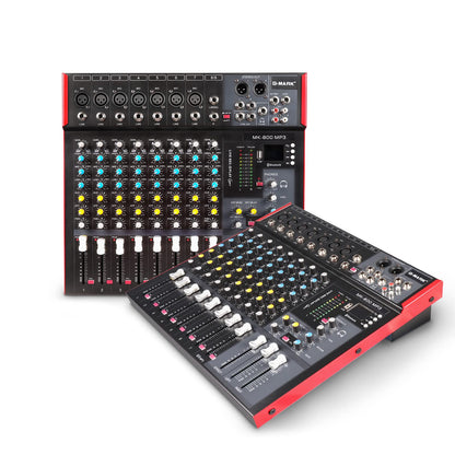 G-MARK MK800MP3 Professional Audio Mixer Sound Board 8 Channels Mixing Console with MP3 Player +48V Phantom Power Digital USB Bluetooth Reverb DJ Mixer Audio for PC Karaoke Stage Studio Recording