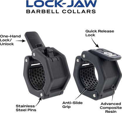 Lock-Jaw Sport Olympic Barbell Collar - Quick Release Barbell Clamp (Orange)