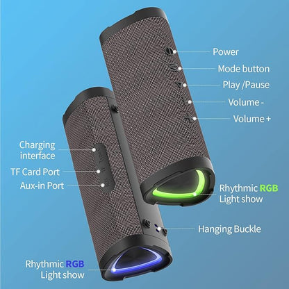 Vanzon Bluetooth Speakers V40 Portable Wireless Speaker V5.0 with 24W Loud Stereo Sound, TWS, 24H Playtime & IPX7 Waterproof, Suitable for Travel, Home&Outdoors