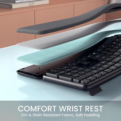 Wireless Ergonomic Keyboard, Split Keyboard with Wrist Rest and Cleaning Brush, 2.4G Computer Keyboard, Comfortable and Natural for Windows PC Laptops
