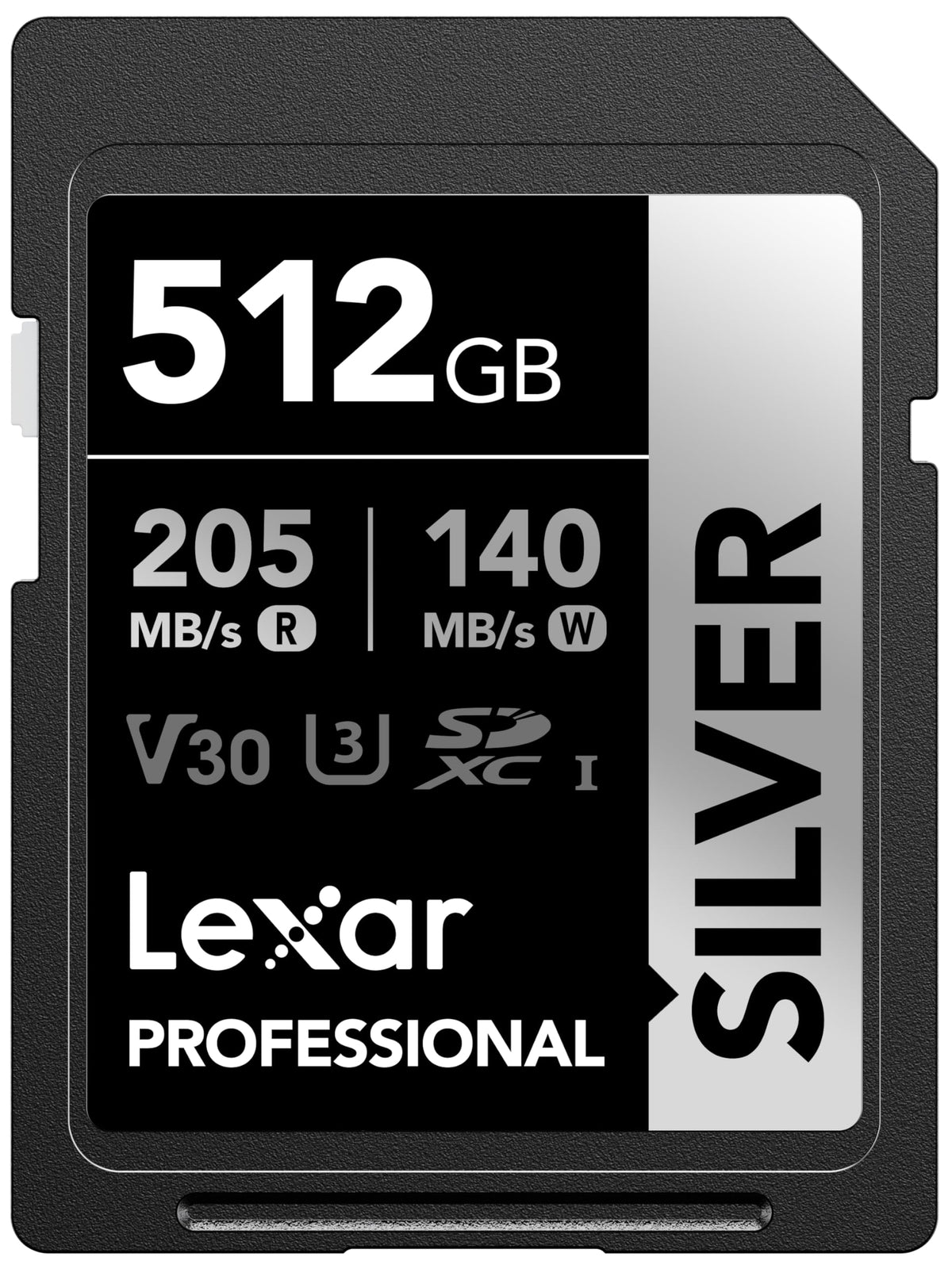Lexar 256GB Silver SD Memory Card, 225MB/s Read, 4K, V30, U3, UHS-I