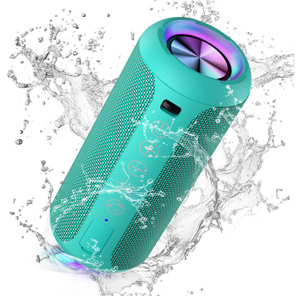 Ortizan Portable Bluetooth Speakers, IPX7 Waterproof Wireless Speaker with 24W Loud Stereo Sound, Outdoor Speaker with Bluetooth 5.3, Deep Bass, RGB Lights, Dual Pairing, 30H Playtime for Home