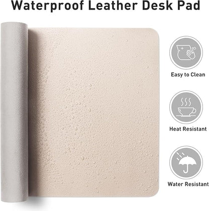 Aothia Large PU Leather Desk Pad Protector – Non-Slip Mouse Pad & Writing Mat for Office/Home, Waterproof, Easy to Clean (31.5" x 15.7", Eggshell)