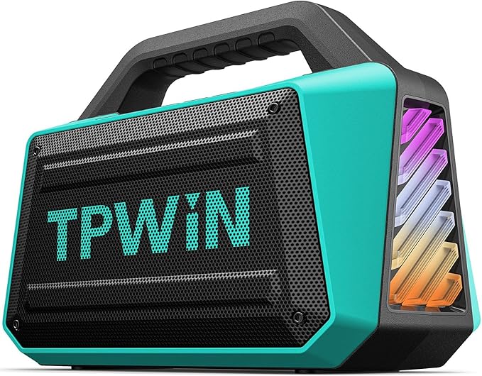 Speakers Bluetooth Wireless - Portable Speaker 80W Peak, IPX6 Waterproof, Loud Speaker with Light Show, Strong Bass, BT 5.3, TWS, 20H Playtime for Home Outdoor Beach Camping - Teal