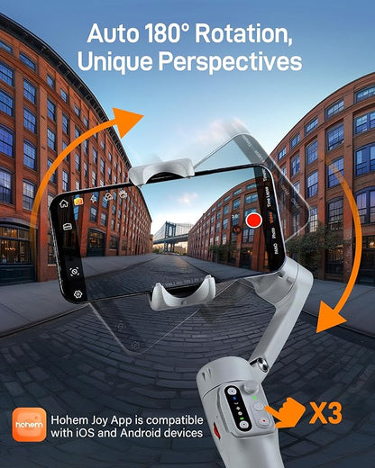 hohem iSteady X3 SE Gimbal Stabilizer for iPhone, Phone Stabilizer with Detachable Remote Control, Portable Foldable 3-Axis Phone Gimbal for Android & iPhone 16 15 Pro Max, Ideal for Travel Vlogging