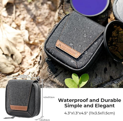 K&F CONCEPT 4 in 1 Basic Model Lens Filter Pouch Up to 95mm solar filter Pouch Case Camera Lens Filter Storage Wallet for ND UV CPL Filter Waterproof Filter Case