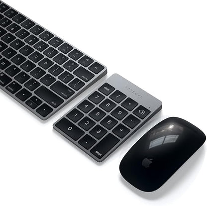 Satechi Slim Aluminum Bluetooth Keypad, Wireless Number Pad with 18 Keys, Micro USB Rechargeable Numpad, External Number Pad for MacBook Air/Pro M4, iPad Air/Pro M4/M3, iMac, PC - Space Gray