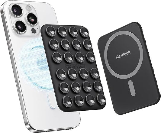 Klearlook Magnetic Suction Phone Mount for MagSafe Case, Removable Sticky Phone Grip Holder for Hands-Free Makeup/Selfie/Live Streaming/Vlog for TikTok & Instagram Influencer/Creator, Black