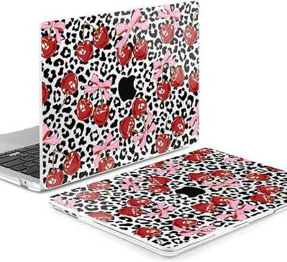 MEEgoodo Case for M4/M3/M2 MacBook Air 13.6 inch Case 2025 2024 2022, Fit Model A3240/A3113/A2681, Laptop Hard Shell with Keyboard Cover Compatible with MacBook Air 13 inch, Leopard & Cherry