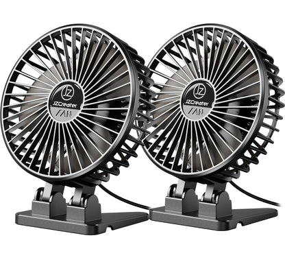 JZCreater USB Desk Fan, Mini Portable, 3 Speeds - Quiet Personal Cooling Fan for Home Desktop Office Travel Bedroom, Deep Black (2Pack)