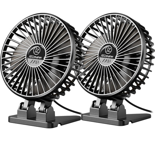 JZCreater USB Desk Fan, Mini Portable, 3 Speeds - Quiet Personal Cooling Fan for Home Desktop Office Travel Bedroom, Deep Black (2Pack)