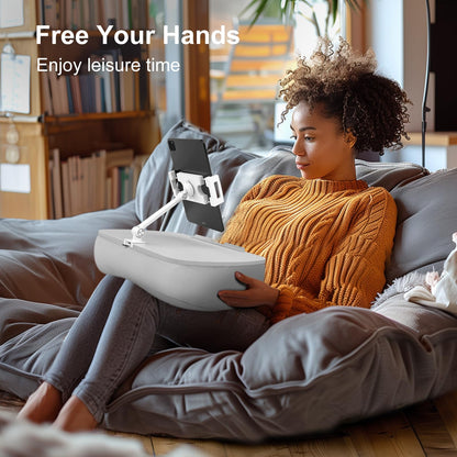 ERGONOV Lap Bean Bag Pillow Stand, 360° Tablet Holder with Adjustable Arm