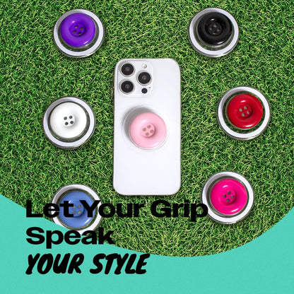 Solid Color Button Phone Grip – Minimalist Design, Durable and Lightweight, Grip and Stand for Smartphones (Blue, Magnetic Type)