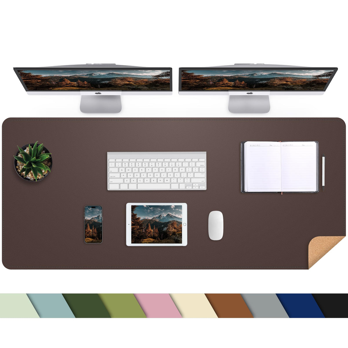 AFIING Leahter Desk Pad 47" x 17", Red,Desk Cover mat
