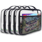 holay 4 Packs PVC Zippered Blocks Set, Toy, Clay, Board game Storage Organizer Case (Name Tag, Manual Pocket) (Black, Large)