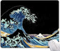 Japanese Sea Wave Mouse Pad, Square Mouse Mat Waterproof Non-Slip Rubber Base MousePads