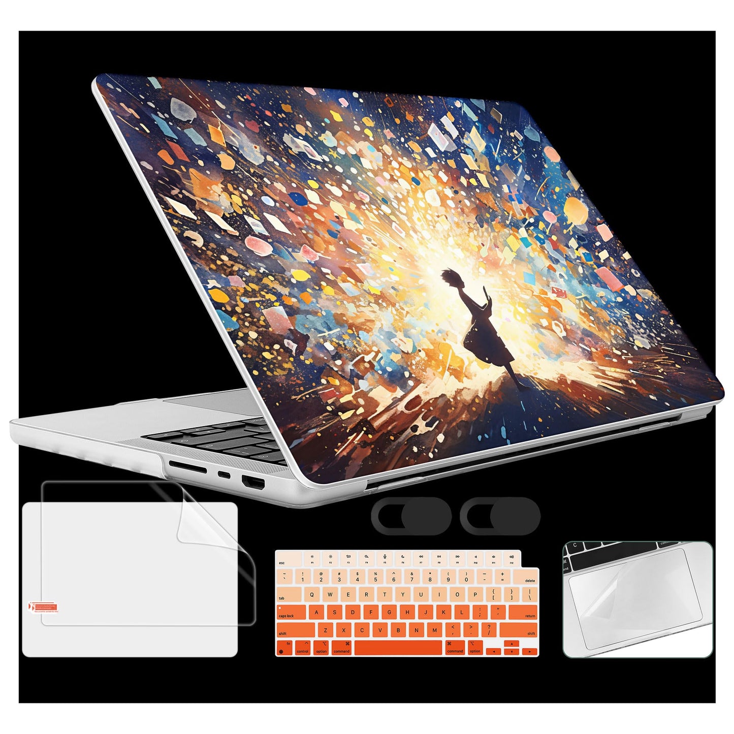 Lepeoac Case for 2026-2021 MacBook Pro 16-inch M5,Colorful Lights & Stars