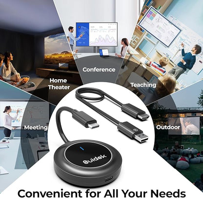 Wireless HDMI Transmitter and Receiver, USB-C to HDMI Extender with PD3.0, Wireless Display Adapter for Streaming Video from Phone/Laptop/Camera to Monitor/Projector, No App/Bluetooth Required