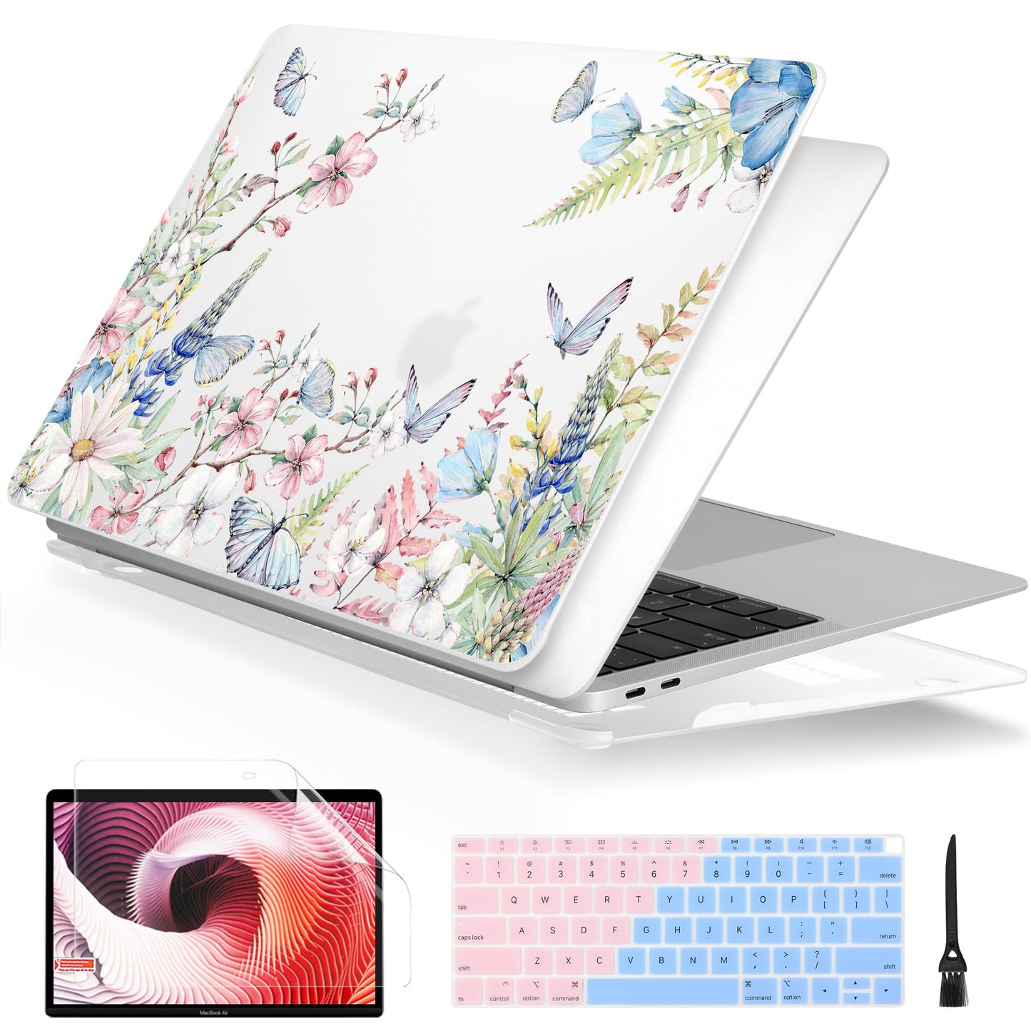 Batianda LumiArt Case for MacBook Air 13 inch 2018-2020, Elegant Flowers