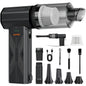 JUFINX Compressed air Duster & Small Vacuum,150000RPM 3in1 Computer Vacuum Cleaner (MAX Black)
