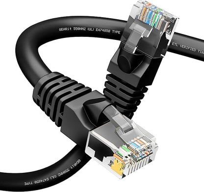 GEARit Cat 6 Ethernet Cable Pack Ð 1-Pack 150 ft Cat6 Ethernet Patch Cables | RJ45 Network Patch Cable, 10 Gbps Snagless Gold-Plated Connectors Ð Ethernet Cable Cat 6 for PC, TV, Router Ð Black