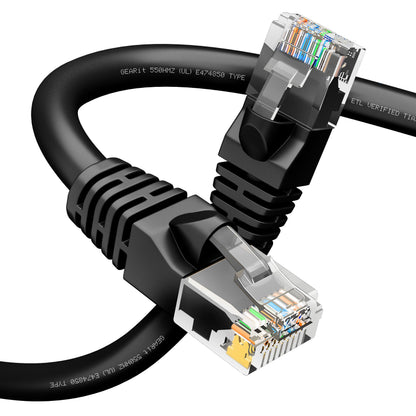 GEARit Cat6 Patch Cables 25 ft Black (1 Pack) - Cat6 Ethernet Cable 25 ft Black/Ethernet Cable, 10Gbps 24AWG Pure Copper, Snagless RJ45 for Router, Switch, PC, PS5, Server