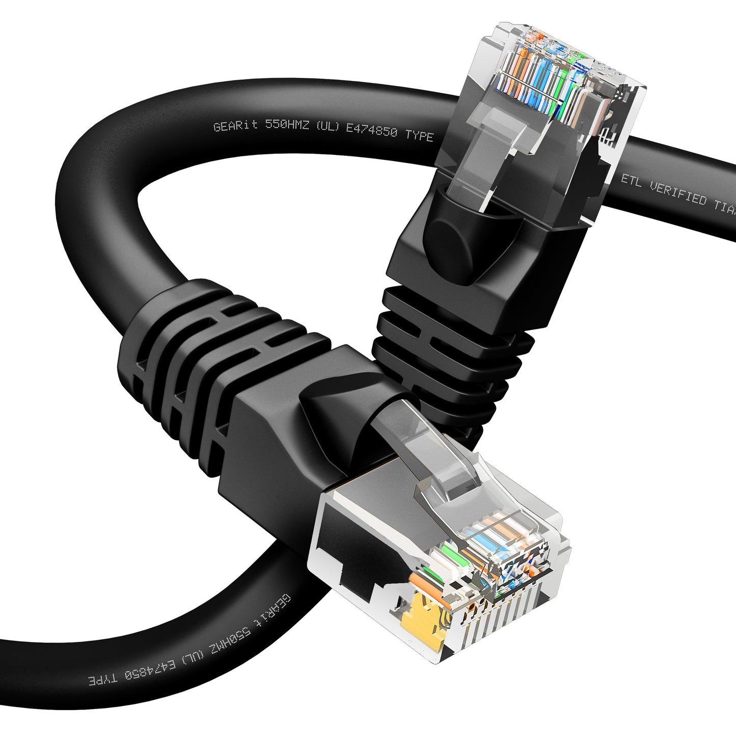 GEARit Cat6 Patch Cables 25 ft Black (1 Pack) - Cat6 Ethernet Cable 25 ft Black/Ethernet Cable, 10Gbps 24AWG Pure Copper, Snagless RJ45 for Router, Switch, PC, PS5, Server