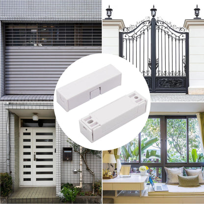 FOCMKEAS 5Pcs Magnetic Reed Switch Wired Surface Mount Normally Closed NC Contact Sensor Alarm Magnetic Door Switch with 2 Wires, ABS White, MC-44b