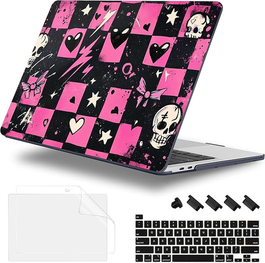 Case for MacBook Pro 13 inch with/Without Touch Bar (2016-2022, M2 A2338 M1 A2289 A2251 A2159 A1989 A1706 A1708), Hard Shell + Keyboard Cover + Dust Plug, Pop Punk Checkerboard
