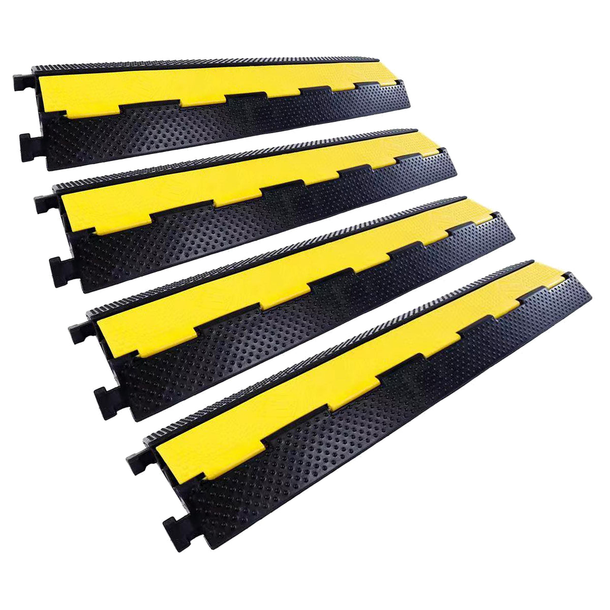 YONSHENG Rubber Cable Ramp Cord Cover Cable Protector Ramps Wire Hose Protective 1 Channel 22000Lbs Load Capacity Traffic Speed Bump for Asphalt Concrete Gravel Driveway Indoor Outdoor, 4 Pack