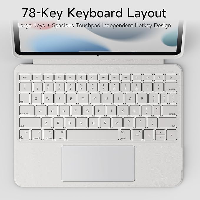 HOU Combo Keyboard Case for iPad 9th Generation (10.2", 2021)/8th Gen/7th Gen/iPad Air 3/Pro 10.5 2017 Multi-Touch Trackpad,7 Color Backlight,Rotatable & Detachable,Portrait/Landscape Modes,White