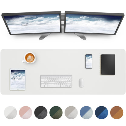 Leather Desk Pad Protector,Mouse Pad,Office Desk Mat, Non-Slip PU Leather Desk Blotter,Large Desk mat,Waterproof Keyboard mat for Office/Home/Decor (White,48" x 17")