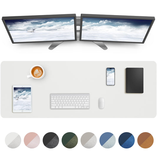 Leather Desk Pad Blotter,Mouse Pad,Office Desk Mat, Non-Slip PU Leather Desk mat,Large Desk mat,Waterproof Keyboard mat for Office/Home/Decor (Grey Blue,23.6" x 13")