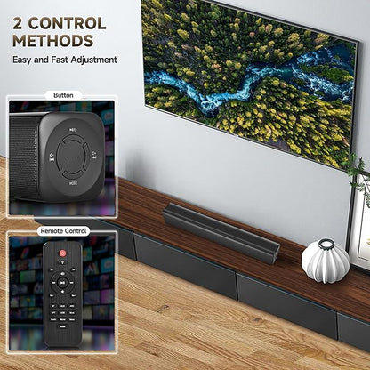 Sound Bar Speakers Bluetooth Wireless, TV Speakers Sound Bar Subwoofer, Home Theater Surround Sound Bar HDMI(ARC) Optical AUX USB 2.1ch Home Audio Sound System TV PC Wall Mount, Ebblack