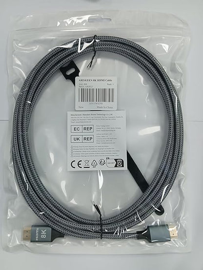 ARISKEEN 8K HDMI Cable 13 FT, 48Gbps High Speed HDMI 2.1 Cable, 8K 60Hz, 4K 120Hz 144Hz Braided HDMI Cord - 13 Feet