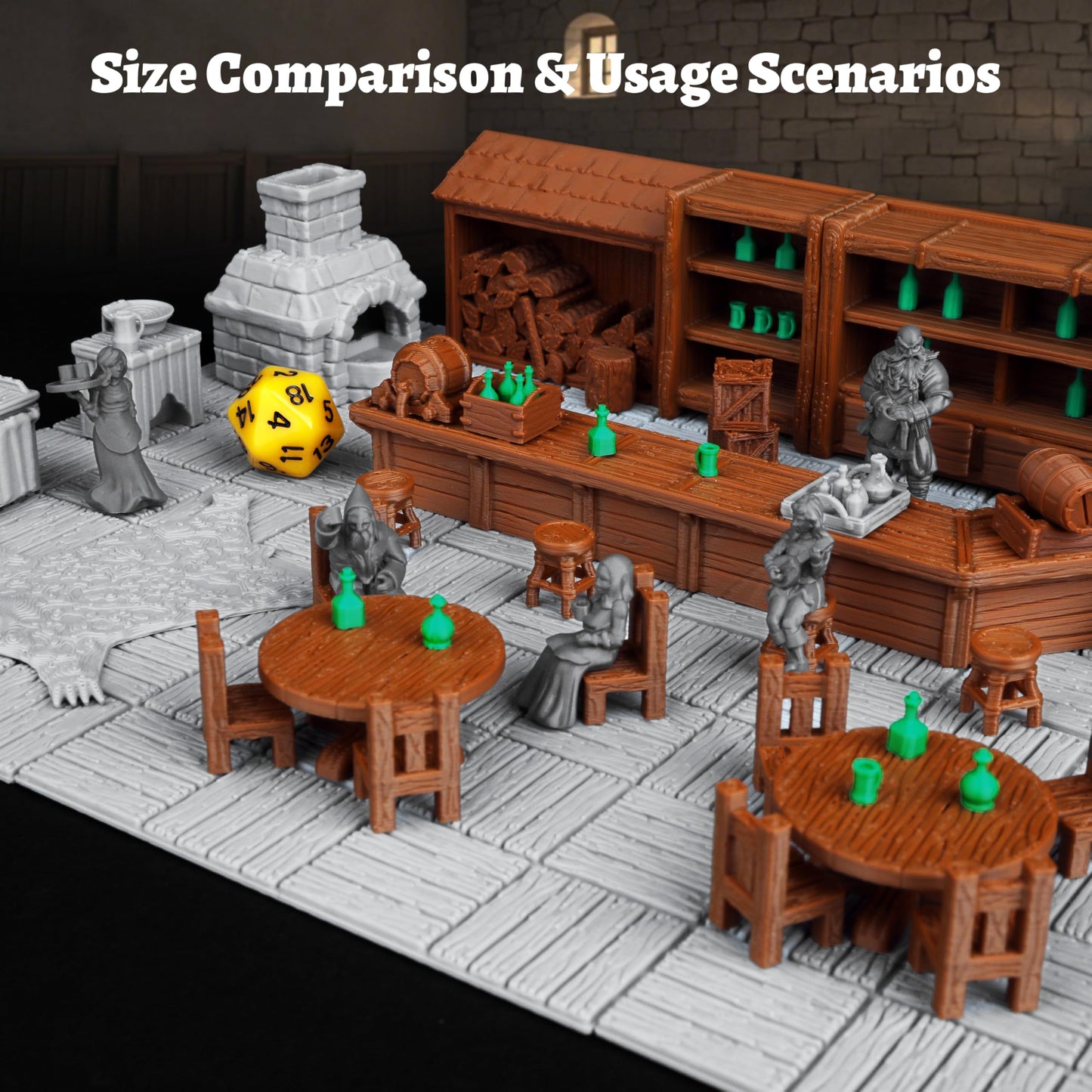 Tavern Bar Furniture RPG Terrain Set for Tabletop Role Playing Games