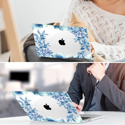 TWOLSKOO for MacBook Air 13 inch Case M5 2026 M4 2025 M3 M2 2024-2022 A3449 A3240 A3113 A2681, Plastic Hard Shell & Keyboard Cover & Screen Film for MacBook Air 13.6 inch Case, Blue Floral