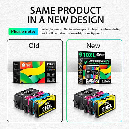 Smart Ink Remanufactured Ink Cartridges Replacement for HP 910XL 910 XL Black and Color Combo Pack to use with OfficeJet Pro 8025e 8025 8028e 8028 8035e 8035 OfficeJet 8015e 8022e 8015 8022 Printers
