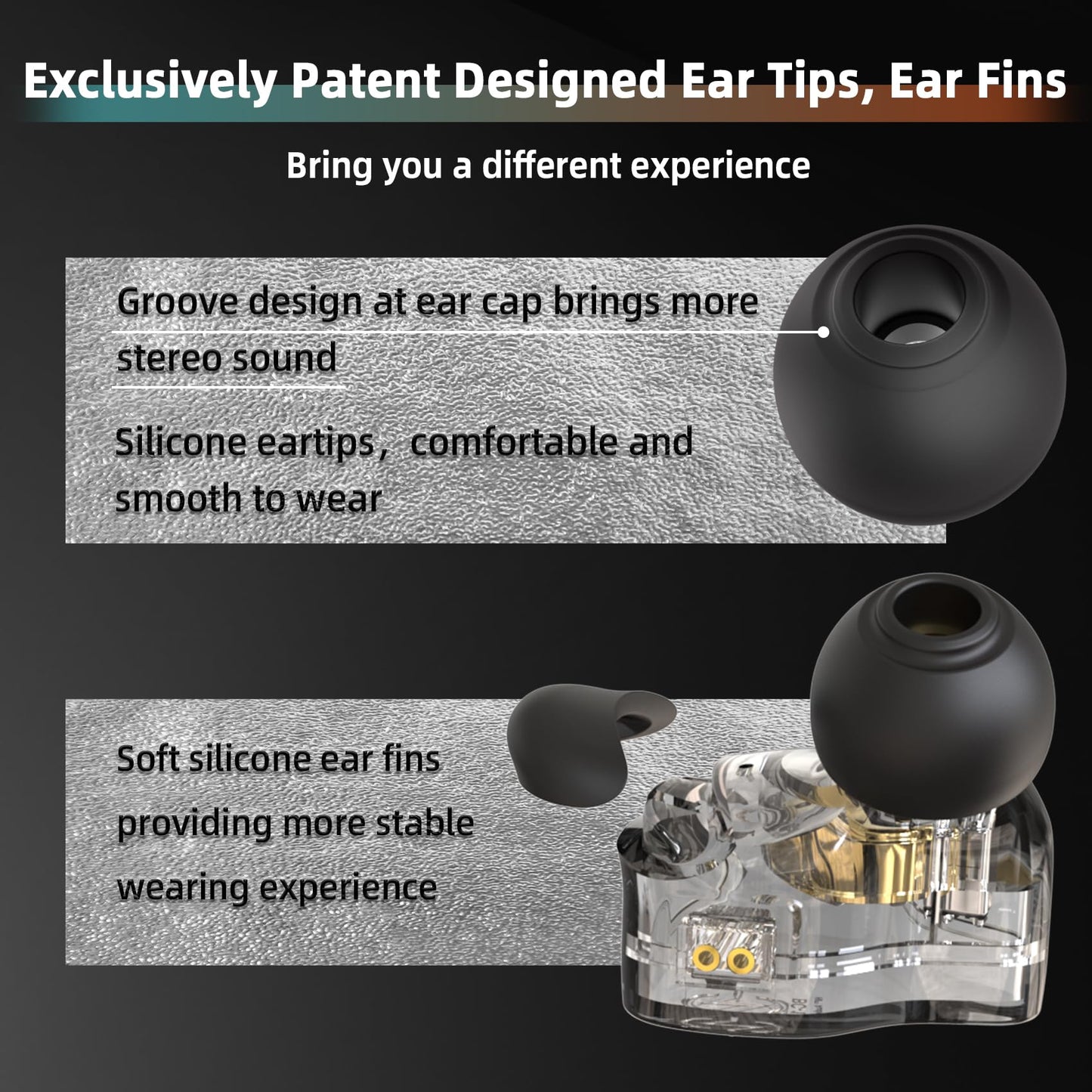 CCZ DC01 Pro Gaming Earbuds, Professional iems for Gaming, Super Bass in Ear Monitor Headphone Wired Earphones with 1DD, Patent Ear fins, Ear tips, for School Student Laptop Podcaster (black with mic)
