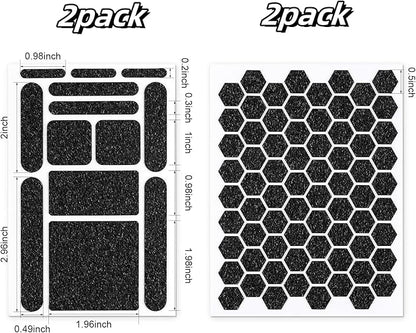 4Pack Phone Grip Tape, Finger Grip Stickers Decal Waterproof Pre-Cut Non Slip Kit Adhesive Traction for Cell Phone Cases, Handles, Tools (4Pack Black)