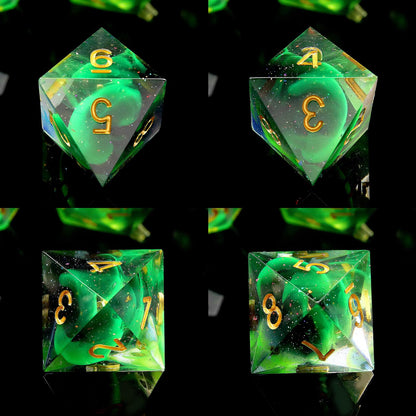 Haxtec Sharp Edge DND Dice Set, Glitter Resin Polyhedral RPG Dice